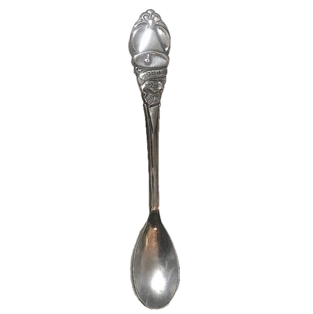 𝅺vtg Dutch Silver plate Christmas Tree Bell  Souvenir Spoon Vrede Op Aarde 4.6”
